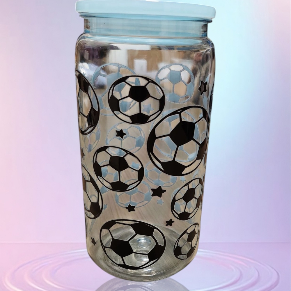 Soccer Ball Glass Jar with Lid